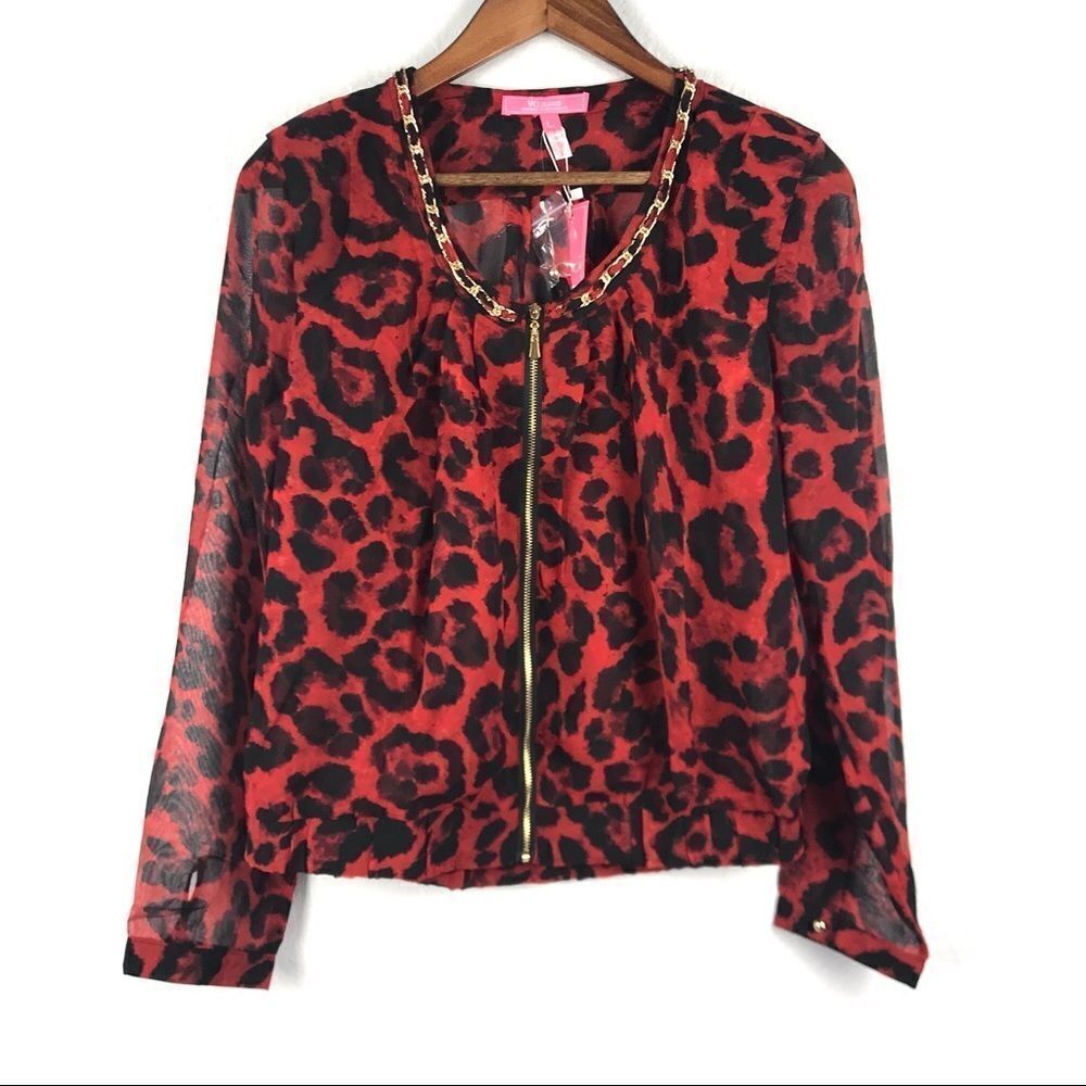 NWT Women’s Red Leopard Print Blouse